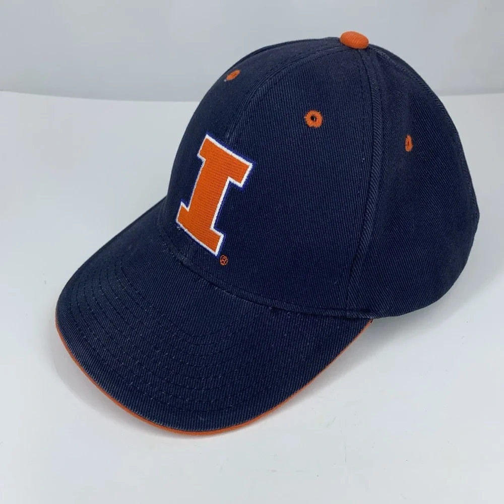 Illinois Fighting Illini Hat Blue Signatures Adjustable OSFM Baseball Cap